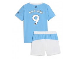 Manchester City Erling Haaland #9 Domácí dres komplet pro Děti 2025-26 Krátkým Rukávem (+ Krátké kalhoty)