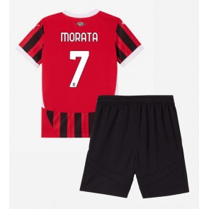 AC Milan Alvaro Morata #7 Domácí dres komplet pro Děti 2024-25 Krátkým Rukávem (+ Krátké kalhoty)