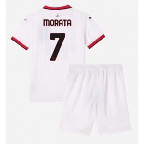 AC Milan Alvaro Morata #7 Venkovní dres komplet pro Děti 2024-25 Krátkým Rukávem (+ Krátké kalhoty)