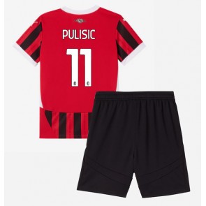 AC Milan Christian Pulisic #11 Domácí dres komplet pro Děti 2024-25 Krátkým Rukávem (+ Krátké kalhoty)