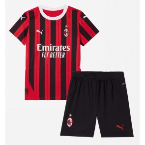 AC Milan Domácí dres komplet pro Děti 2024-25 Krátkým Rukávem (+ Krátké kalhoty)