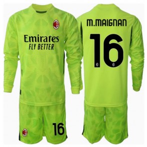AC Milan Mike Maignan #16 Brankář Alternativní dres komplet pro Děti 2024-25 Dlouhým Rukávem (+ Krátké kalhoty)