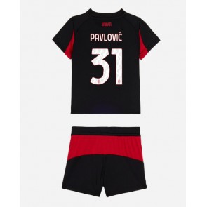 AC Milan Strahinja Pavlovic #31 Domácí dres komplet pro Děti 2025-26 Krátkým Rukávem (+ Krátké kalhoty)