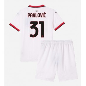 AC Milan Strahinja Pavlovic #31 Venkovní dres komplet pro Děti 2024-25 Krátkým Rukávem (+ Krátké kalhoty)