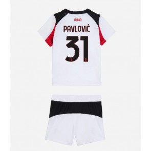 AC Milan Strahinja Pavlovic #31 Venkovní dres komplet pro Děti 2025-26 Krátkým Rukávem (+ Krátké kalhoty)