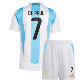 Argentina Rodrigo De Paul #7 Domácí dres komplet pro Děti Copa America 2024 Krátkým Rukávem (+ Krátké kalhoty)