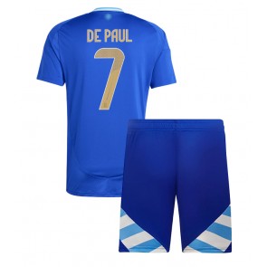 Argentina Rodrigo De Paul #7 Venkovní dres komplet pro Děti Copa America 2024 Krátkým Rukávem (+ Krátké kalhoty)