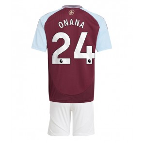 Aston Villa Amadou Onana #24 Domácí dres komplet pro Děti 2024-25 Krátkým Rukávem (+ Krátké kalhoty)