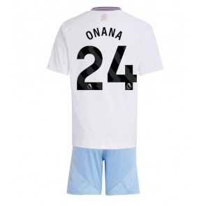 Aston Villa Amadou Onana #24 Venkovní dres komplet pro Děti 2024-25 Krátkým Rukávem (+ Krátké kalhoty)