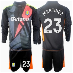 Aston Villa Emiliano Martinez #23 Brankář Venkovní dres komplet pro Děti 2024-25 Dlouhým Rukávem (+ Krátké kalhoty)