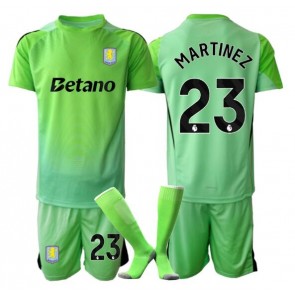 Aston Villa Emiliano Martinez #23 Brankář Venkovní dres komplet pro Děti 2025-26 Krátkým Rukávem (+ Krátké kalhoty)