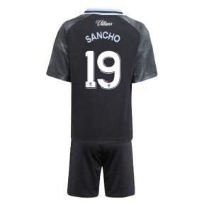 Aston Villa Jadon Sancho #19 Venkovní dres komplet pro Děti 2025-26 Krátkým Rukávem (+ Krátké kalhoty)