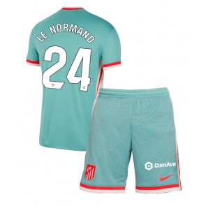 Atletico Madrid Robin Le Normand #24 Venkovní dres komplet pro Děti 2024-25 Krátkým Rukávem (+ Krátké kalhoty)