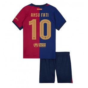 Barcelona Ansu Fati #10 Domácí dres komplet pro Děti 2024-25 Krátkým Rukávem (+ Krátké kalhoty)