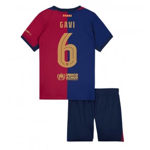 Barcelona Paez Gavi #6 Domácí dres komplet pro Děti 2024-25 Krátkým Rukávem (+ Krátké kalhoty)