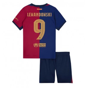 Barcelona Robert Lewandowski #9 Domácí dres komplet pro Děti 2024-25 Krátkým Rukávem (+ Krátké kalhoty)