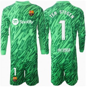 Barcelona Ter Stegen #1 Brankář Venkovní dres komplet pro Děti 2024-25 Dlouhým Rukávem (+ Krátké kalhoty)