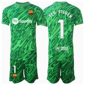 Barcelona Ter Stegen #1 Brankář Venkovní dres komplet pro Děti 2024-25 Krátkým Rukávem (+ Krátké kalhoty)