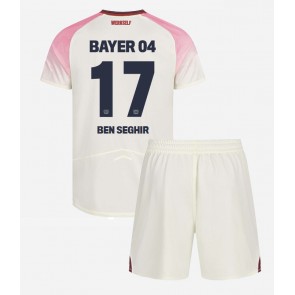 Bayer Leverkusen Eliesse Ben Seghir #17 Venkovní dres komplet pro Děti 2025-26 Krátkým Rukávem (+ Krátké kalhoty)