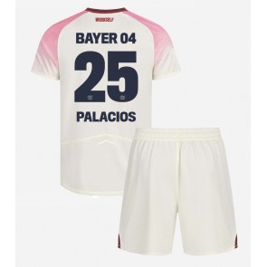 Bayer Leverkusen Exequiel Palacios #25 Venkovní dres komplet pro Děti 2025-26 Krátkým Rukávem (+ Krátké kalhoty)