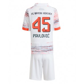 Bayern Munich Aleksandar Pavlovic #45 Venkovní dres komplet pro Děti 2025-26 Krátkým Rukávem (+ Krátké kalhoty)