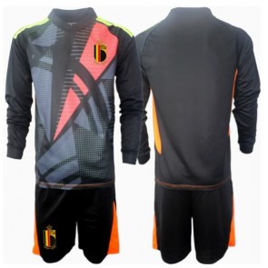 Belgie Brankář Domácí dres komplet pro Děti ME 2024 Dlouhým Rukávem (+ Krátké kalhoty)