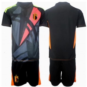 Belgie Brankář Domácí dres komplet pro Děti ME 2024 Krátkým Rukávem (+ Krátké kalhoty)