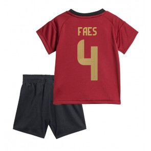 Belgie Wout Faes #4 Domácí dres komplet pro Děti ME 2024 Krátkým Rukávem (+ Krátké kalhoty)