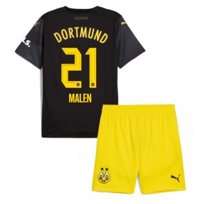 Borussia Dortmund Donyell Malen #21 Venkovní dres komplet pro Děti 2024-25 Krátkým Rukávem (+ Krátké kalhoty)