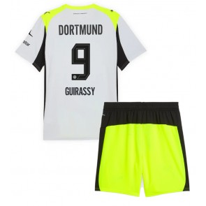 Borussia Dortmund Serhou Guirassy #9 Venkovní dres komplet pro Děti 2025-26 Krátkým Rukávem (+ Krátké kalhoty)
