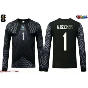 Brazílie Alisson Becker #1 Brankář Domácí dres komplet pro Děti MS 2026 Dlouhým Rukávem (+ Krátké kalhoty)