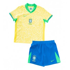 Brazílie Domácí dres komplet pro Děti Copa America 2024 Krátkým Rukávem (+ Krátké kalhoty)