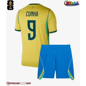 Brazílie Matheus Cunha #9 Domácí dres komplet pro Děti MS 2026 Krátkým Rukávem (+ Krátké kalhoty)