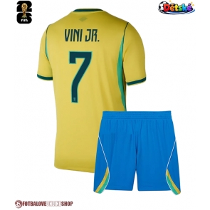 Brazílie Vinicius Junior #7 Domácí dres komplet pro Děti MS 2026 Krátkým Rukávem (+ Krátké kalhoty)