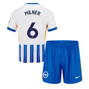 Brighton James Milner #6 Domácí dres komplet pro Děti 2024-25 Krátkým Rukávem (+ Krátké kalhoty)