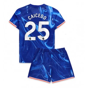 Chelsea Moises Caicedo #25 Domácí dres komplet pro Děti 2024-25 Krátkým Rukávem (+ Krátké kalhoty)