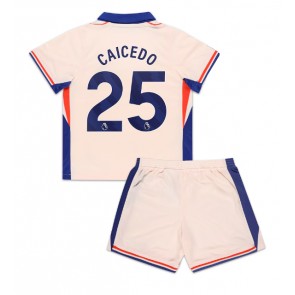Chelsea Moises Caicedo #25 Venkovní dres komplet pro Děti 2024-25 Krátkým Rukávem (+ Krátké kalhoty)