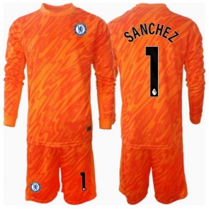 Chelsea Robert Sanchez #1 Brankář Domácí dres komplet pro Děti 2024-25 Dlouhým Rukávem (+ Krátké kalhoty)