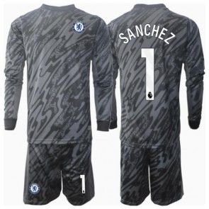 Chelsea Robert Sanchez #1 Brankář Venkovní dres komplet pro Děti 2024-25 Dlouhým Rukávem (+ Krátké kalhoty)