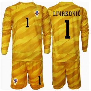 Chorvatsko Dominik Livakovic #1 Brankář Domácí dres komplet pro Děti ME 2024 Dlouhým Rukávem (+ Krátké kalhoty)
