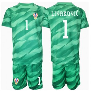 Chorvatsko Dominik Livakovic #1 Brankář Venkovní dres komplet pro Děti ME 2024 Krátkým Rukávem (+ Krátké kalhoty)