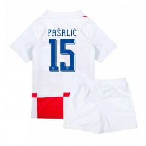Chorvatsko Mario Pasalic #15 Domácí dres komplet pro Děti ME 2024 Krátkým Rukávem (+ Krátké kalhoty)