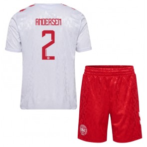 Dánsko Joachim Andersen #2 Venkovní dres komplet pro Děti ME 2024 Krátkým Rukávem (+ Krátké kalhoty)