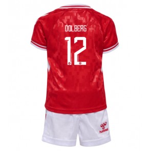 Dánsko Kasper Dolberg #12 Domácí dres komplet pro Děti ME 2024 Krátkým Rukávem (+ Krátké kalhoty)