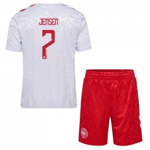 Dánsko Mathias Jensen #7 Venkovní dres komplet pro Děti ME 2024 Krátkým Rukávem (+ Krátké kalhoty)