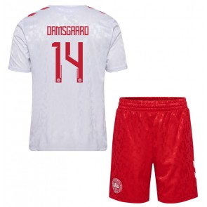 Dánsko Mikkel Damsgaard #14 Venkovní dres komplet pro Děti ME 2024 Krátkým Rukávem (+ Krátké kalhoty)