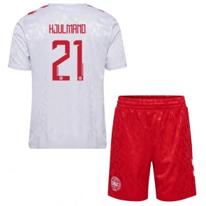 Dánsko Morten Hjulmand #21 Venkovní dres komplet pro Děti ME 2024 Krátkým Rukávem (+ Krátké kalhoty)