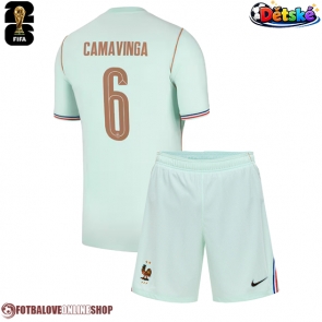 Francie Eduardo Camavinga #6 Venkovní dres komplet pro Děti MS 2026 Krátkým Rukávem (+ Krátké kalhoty)