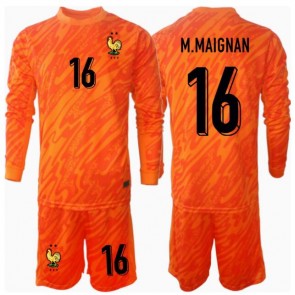 Francie Mike Maignan #16 Brankář Venkovní dres komplet pro Děti ME 2024 Dlouhým Rukávem (+ Krátké kalhoty)