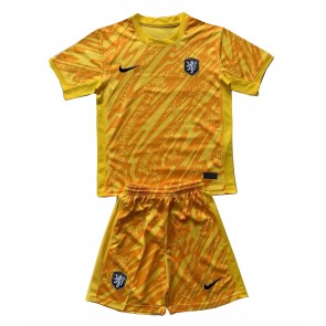 Holandsko Brankář Venkovní dres komplet pro Děti ME 2024 Krátkým Rukávem (+ Krátké kalhoty)